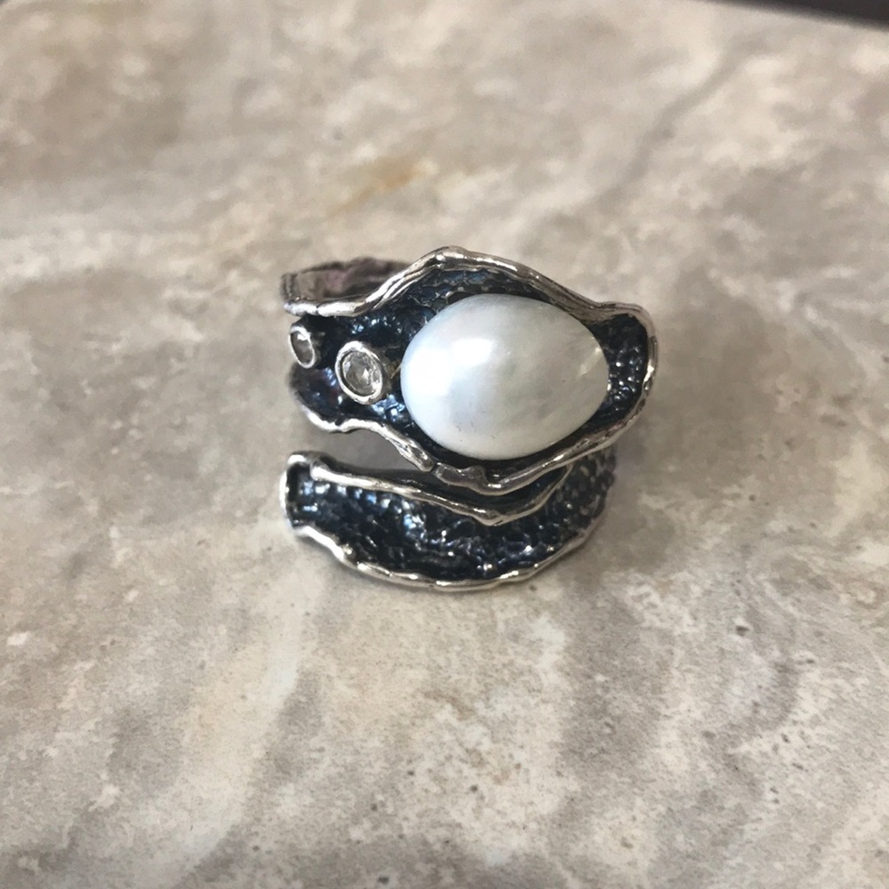 Sterling Silver and pearl statement ring